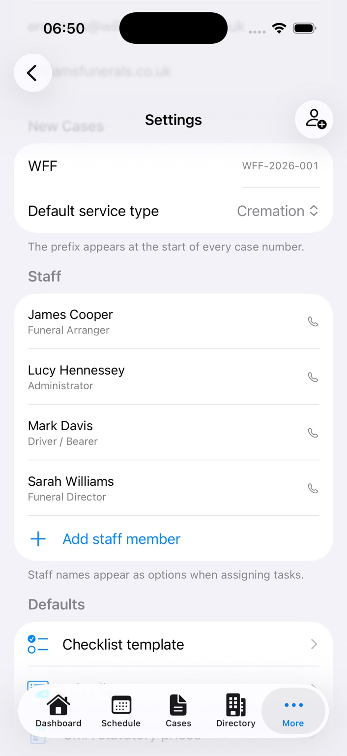 The Last Desk Settings staff screen