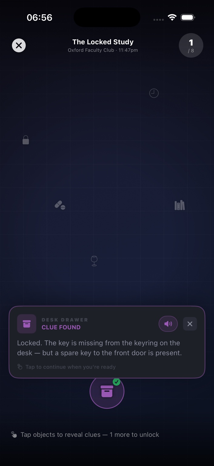 TrueDoubt locked study clue screen